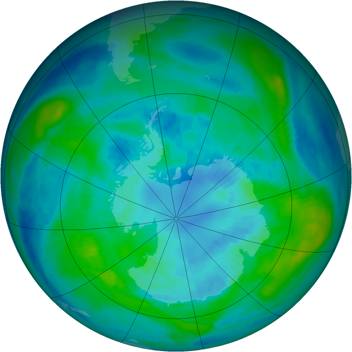 Antarctic ozone map for 02 April 1984